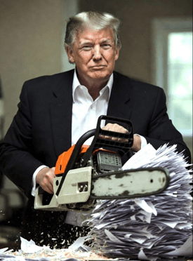 trump met motorzaag